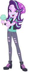 Size: 1483x3754 | Tagged: safe, artist:famousmari5, starlight glimmer, equestria girls, mirror magic, spoiler:eqg specials, beanie, food, hat, ice cream, messy eating, simple background, solo, that human sure does love ice cream, transparent background, vector