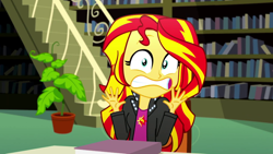 Size: 1280x720 | Tagged: safe, screencap, sunset shimmer, epic fails (equestria girls), eqg summertime shorts, equestria girls, faic, solo