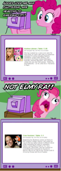 Size: 563x1586 | Tagged: safe, fluttershy, pinkie pie, earth pony, pegasus, pony, andrea libman, cree summer, elmyra, emerald city comicon, exploitable meme, meme, obligatory pony, oh crap, pinkie frogmouth, tv meme