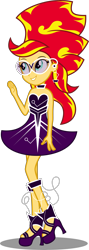 Size: 3097x8708 | Tagged: safe, artist:atomicmillennial, sunset shimmer, equestria girls, absurd resolution, alternate hairstyle, clothes, dress, female, glasses, high heels, shoes, simple background, solo, transparent background