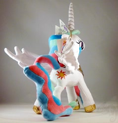 Size: 600x629 | Tagged: safe, artist:onlyfactory, princess celestia, bootleg, irl, photo, plushie, solo