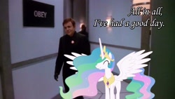 Size: 1024x576 | Tagged: safe, princess celestia, alfred bester, babylon 5, crossover, implications, irl, obey, photo, photoshop, ponies in real life, poster, psicorps, quote, tyrant celestia, walter koenig