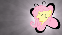 Size: 1920x1080 | Tagged: safe, artist:blackgryph0n, artist:hixma, artist:rainbowcrab, edit, fluttershy, butterfly, pegasus, pony, cutie mark, happy, simple, solo, vector, wallpaper, wallpaper edit