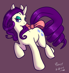 Size: 900x950 | Tagged: safe, artist:polyvisual, rarity, pony, unicorn, alternate hairstyle, bow, solo, tail bow