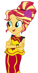 Size: 377x717 | Tagged: safe, screencap, sunset shimmer, dance magic, equestria girls, spoiler:eqg specials, alternate hairstyle, bracelet, clothes, cropped, dress, female, flamenco, flower