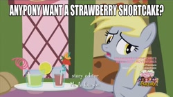 Size: 1280x722 | Tagged: safe, screencap, derpy hooves, pegasus, pony, slice of life (episode), blueberry muffin (strawberry shortcake), cherry jam, female, huckleberry pie, lemon meringue (strawberry shortcake), mare, orange blossom (strawberry shortcake), plum pudding, raspberry torte, sad, strawberry shortcake, strawberry shortcake (character), strawberry shortcake's berry bitty adventures