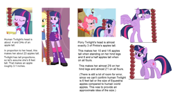 Size: 2000x1086 | Tagged: safe, derpibooru import, pinkie pie, twilight sparkle, twilight sparkle (alicorn), alicorn, equestria girls, equestria girls (movie), green isn't your color, apple, chart, headcanon, observation, overthinking it, size comparison