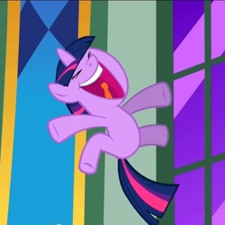 Size: 641x640 | Tagged: safe, derpibooru import, screencap, twilight sparkle, pony, unicorn, the cutie mark chronicles, cropped, female, filly, filly twilight sparkle, great moments in animation, jumping, solo, window, younger