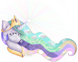 Size: 1024x815 | Tagged: safe, artist:queensmil3y, princess celestia, alicorn, pony, female, magic, mare, simple background, solo, transparent background