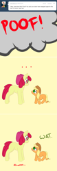 Size: 639x1926 | Tagged: safe, artist:nessia, apple bloom, applejack, earth pony, pony, age regression, age swap, ask, role reversal, this apple bloom, tumblr, wat