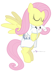 Size: 630x870 | Tagged: safe, artist:dm29, angel bunny, fluttershy, pegasus, pony, clothes, duo, lab coat, simple background, stethoscope, transparent background, vet, veterinarian