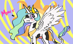 Size: 1153x685 | Tagged: safe, artist:doodledoothedue, princess celestia, cow, princess cowlestia, solo, species swap, udder