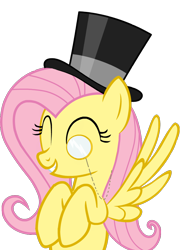 Size: 700x966 | Tagged: safe, artist:foxxarius, fluttershy, pegasus, pony, dapper, happy, hat, monocle, monocle and top hat, simple background, solo, top hat, transparent background, vector