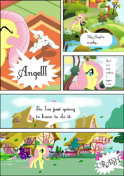 Size: 1240x1753 | Tagged: safe, artist:sakurafly101, angel bunny, fluttershy, pegasus, pony, comic, female, mare