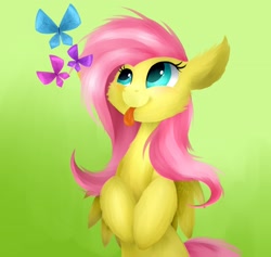 Size: 3169x3000 | Tagged: safe, artist:twistedmindbrony, fluttershy, butterfly, pegasus, pony, cute, smiling, solo, tongue out