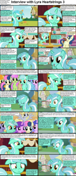 Size: 1282x2947 | Tagged: safe, amethyst star, bon bon, carrot top, derpy hooves, golden harvest, lyra heartstrings, merry may, sparkler, sweetie drops, earth pony, parasprite, pegasus, pony, unicorn, comic:celestia's servant interview, caption, comic, cs captions, female, interview, mare, ponyville