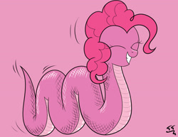 Size: 3850x2975 | Tagged: safe, artist:tomtornados, pinkie pie, original species, snake, snake pony, eyes closed, female, pinklamia pie, solo, species swap, wallpaper