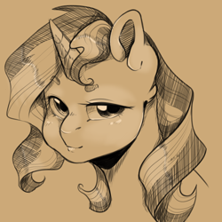 Size: 1000x1000 | Tagged: safe, artist:yuyusunshine, sunset shimmer, pony, bust, monochrome, portrait, solo, traditional art