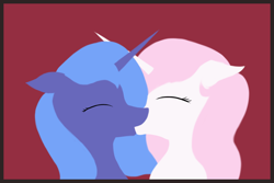 Size: 1500x1000 | Tagged: safe, artist:kopaleo, derpibooru import, princess celestia, princess luna, alicorn, pony, cewestia, female, filly, incest, kissing, lesbian, pink-mane celestia, princest, royal sisters, s1 luna, shipping, woona, younger