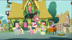 Size: 1920x1080 | Tagged: safe, screencap, daisy, derpy hooves, flower wishes, lily, lily valley, roseluck, pegasus, pony, slice of life (episode), animation error, female, flower trio, mare, rose, wingless