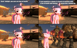 Size: 1923x1203 | Tagged: safe, artist:pinkie diane roosevelt phd, derpibooru import, twilight sparkle, 3d, alien grunt, black mesa, comic, gmod, gun, h.e.c.u., half-life, shotgun, soldier, spas-12, this will end in tears and/or death