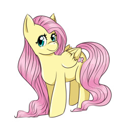 Size: 1000x1000 | Tagged: safe, artist:lyllisa, fluttershy, pegasus, pony, female, mare, simple background, smiling, solo, white background