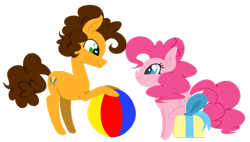 Size: 1280x728 | Tagged: safe, artist:bunbubs, cheese sandwich, pinkie pie, earth pony, pony, beach ball, cheesepie, female, male, present, shipping, straight