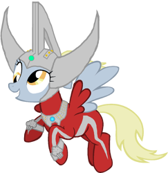 Size: 2185x2249 | Tagged: safe, artist:crisostomo-ibarra, derpy hooves, pegasus, pony, female, mare, power ponies oc, simple background, solo, taro, transparent background, ultraman, ultraman taro, vector