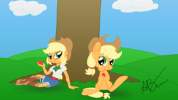 Size: 1920x1080 | Tagged: safe, applejack, earth pony, pony, equestria girls, female, human ponidox, mare