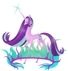 Size: 1024x1072 | Tagged: safe, artist:andapanda, starlight glimmer, pony, unicorn, eyes closed, simple background, solo, transparent background