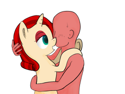 Size: 1024x768 | Tagged: artist needed, safe, rarity, oc, oc:anon, oc:ruby (8chan), pony, unicorn, /pone/, 8chan, bedroom eyes, female, hug, human on pony snuggling, male, recolor, red anon, simple background, snuggling, straight, transparent background