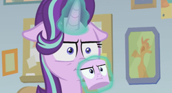 Size: 811x439 | Tagged: safe, edit, edited screencap, screencap, starlight glimmer, pony, unicorn, marks for effort, :i, cup, faic, floppy ears, glowing horn, i mean i see, magic, meme, reaction image, solo, telekinesis, unamused