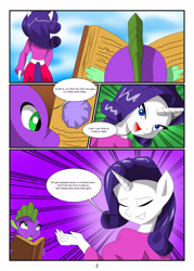 Size: 2000x2800 | Tagged: safe, artist:outlawg, rarity, spike, anthro, comic, growth