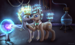 Size: 1972x1200 | Tagged: safe, artist:9de-light6, derpy hooves, doctor whooves, pony, slice of life (episode), boop, male, noseboop, scene interpretation, stallion