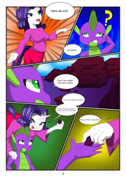 Size: 2000x2800 | Tagged: safe, artist:outlawg, rarity, spike, anthro, comic, growth