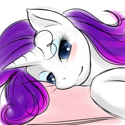 Size: 800x800 | Tagged: safe, artist:kloudmutt, rarity, pony, unicorn, bedroom eyes, female, mare, purple mane, solo, white coat