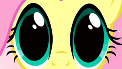 Size: 1280x720 | Tagged: safe, edit, screencap, fluttershy, pegasus, pony, magical mystery cure, cute, dilated pupils, eyes, shyabetes, solo, stare