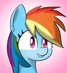 Size: 1514x1650 | Tagged: safe, artist:artiks, derpibooru import, rainbow dash, pegasus, pony, bust, female, simple background, solo