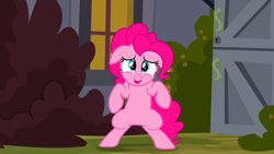 Size: 1280x720 | Tagged: safe, screencap, pinkie pie, earth pony, pony, a friend in deed, bipedal, cute, diapinkes, female, floppy ears, looking at you, mare, open mouth, smiling, solo