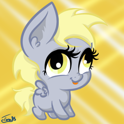 Size: 500x500 | Tagged: safe, artist:mirry92, derpy hooves, pegasus, pony, big eyes, chibi, cross-eyed, cute, derp, derpabetes, digital art, female, filly, mare, silly, silly face, silly pony, solo, tongue out