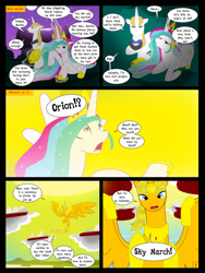 Size: 1024x1365 | Tagged: safe, artist:gatesmccloud, prince blueblood, princess celestia, oc, oc:prince orion, alicorn, pony, alicorn oc, the rightful heir