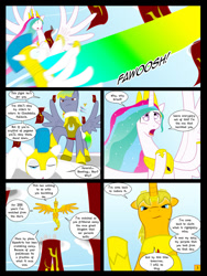 Size: 1024x1365 | Tagged: safe, artist:gatesmccloud, princess celestia, oc, oc:prince orion, alicorn, pony, alicorn oc, royal guard, the rightful heir