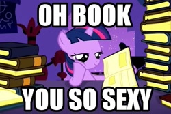 Size: 641x428 | Tagged: safe, derpibooru import, edit, edited screencap, screencap, twilight sparkle, the cutie mark chronicles, bedroom eyes, bibliophile, book, cargo ship, female, filly, filly twilight sparkle, image macro, shipping, solo, that pony sure does love books, twibook, younger