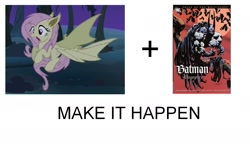 Size: 1404x860 | Tagged: safe, fluttershy, batman, crossover, dc comics, exploitable meme, flutterbat, make it happen, meme