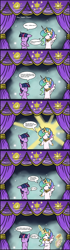 Size: 998x3568 | Tagged: safe, artist:mangameister, princess celestia, twilight sparkle, twilight sparkle (alicorn), alicorn, pony, comic, hand puppet, pony puppet theater, puppet, puppet show, puppet theater, stage, stapler, wings