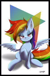 Size: 3000x4500 | Tagged: safe, artist:alesarox, derpibooru import, rainbow dash, pegasus, pony, female, sitting, smiling, solo