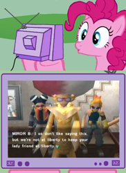 Size: 562x771 | Tagged: safe, pinkie pie, earth pony, pony, exploitable meme, folly, meme, miror b, obligatory pony, pokémon, pokémon colosseum, trudly, tv meme