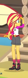 Size: 265x720 | Tagged: safe, screencap, sunset shimmer, equestria girls, legend of everfree, boots, camp everfree outfits, clothes, cropped, female, shoes, shorts, socks, solo