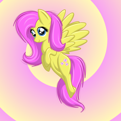 Size: 1024x1024 | Tagged: safe, artist:glitzyy, fluttershy, pegasus, pony, female, flying, mare, smiling, solo