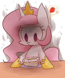 Size: 1000x1200 | Tagged: safe, artist:joycall6, princess celestia, alicorn, pony, cake, cakelestia, cewestia, filly, solo, strawberry